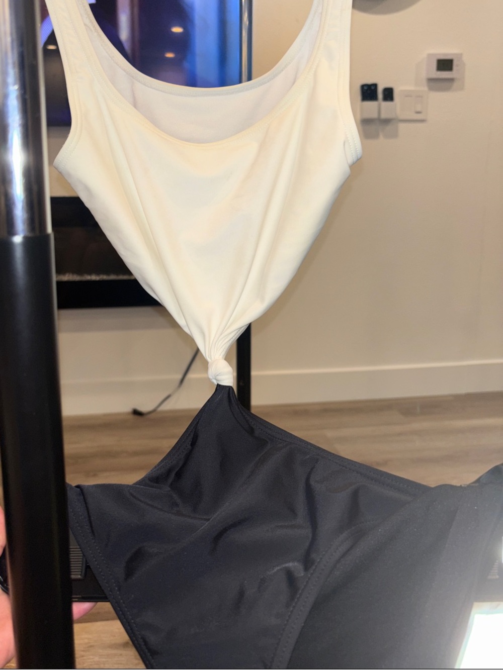 Forever 21 Two-Tone Cutout One-Piece Swimsuit — Black & White - Picture 2 of 5